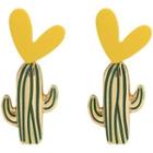 Heart Cactus Alloy Dangle Earring