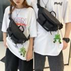 Set: Pocket Detail Sling Bag + Bag Charm With Charm - Black - One Size