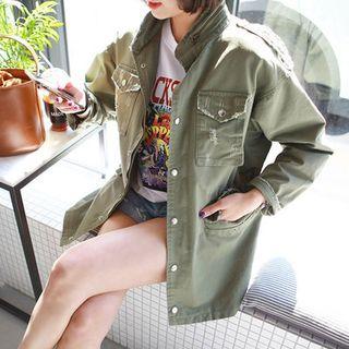 Epaulette Distressed Safari Jacket