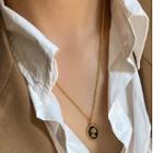 Coin Pendant Necklace E280 - Black - One Size