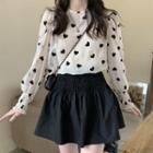Heart Patterned Blouse / A-line Skirt