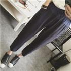 Color Panel Drawstring Waist Cropped Pants