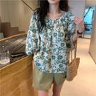 3/4-sleeve Floral Top / Shorts