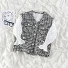 Patterned Button Vest / Long-sleeve Top