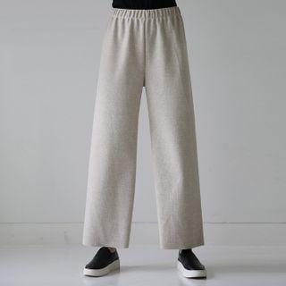 Band-waist Woolen Wide-leg Pants