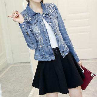 Sequined Button Denim Jacket