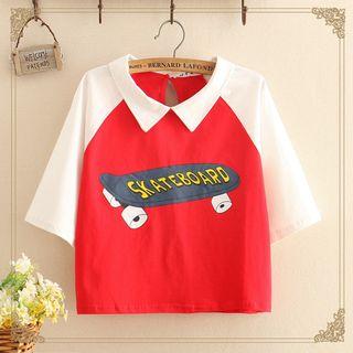 Skateborad Print Short-sleeve Polo Tee