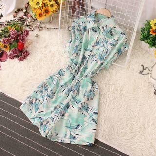 Short-sleeve Floral Print Shirt Romper
