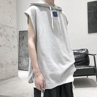 Cap Sleeve Hooded Slit-side Tank Top