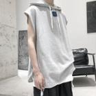 Cap Sleeve Hooded Slit-side Tank Top