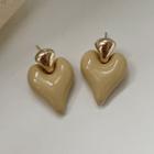 Heart Glaze Alloy Dangle Earring 1 Pair - Gold & Almond - One Size