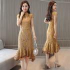 Traditional Chinese Cap-sleeve Lace Mermaid Dress
