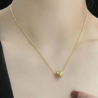 Stainless Steel Bead Pendant Necklace Gold - One Size