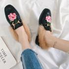 Faux-fur Embroidered Loafers