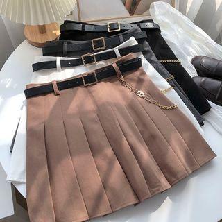 Chain High-waist A-line Skirt + Belt