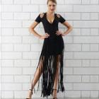 Short-sleeve Fringed A-line Dress