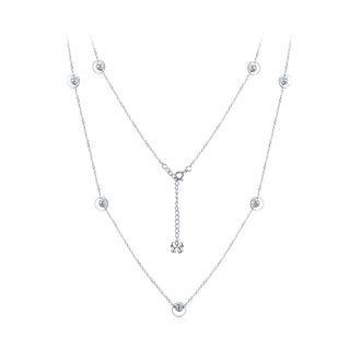 925 Sterling Silver Fashion Simple Geometric Round Long Necklace Silver - One Size