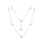 925 Sterling Silver Fashion Simple Geometric Round Long Necklace Silver - One Size