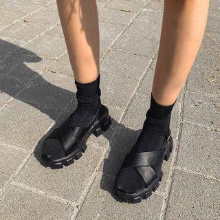Cross-strap Lug-sole Sandals