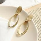 Alloy Oval Dangle Earring 1 Pair - Matte Gold - One Size
