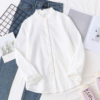 Mandarin Collar Embroidered Shirt
