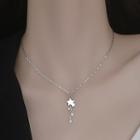 Star Pendant Sterling Silver Choker Necklace - Silver - One Size