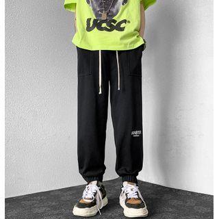 Lettering Print Side Zip Sweatpants