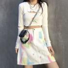 Tie-dye Print High-waist Mini A-line Skirt