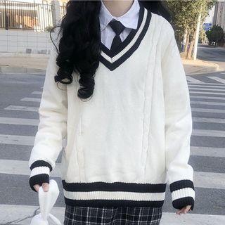 V-neck Sweater / Bow Shirt