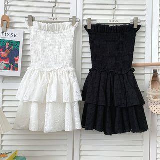 Layered Ruffle-trim Smocked Mini Tube Dress