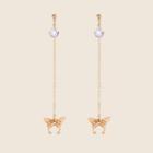 Cz Butterfly Drop Earring 1 Pair - Gold - One Size