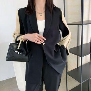 Chiffon Panel Blazer