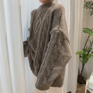 Rib Knit Thick Sweater Dark Gray - One Size