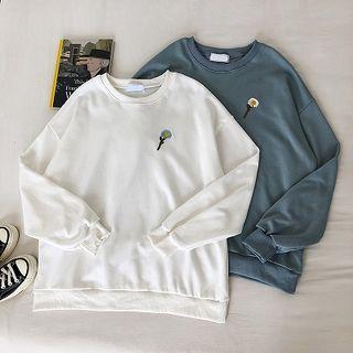 Embroidered Crewneck Long-sleeve Sweatshirt