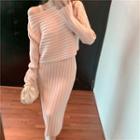 Plain Sweater / Sleeveless Knit Midi Dress