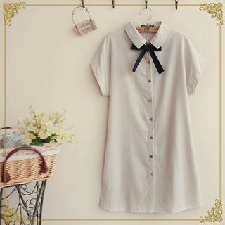 Tie-neck Mini Shirtdress