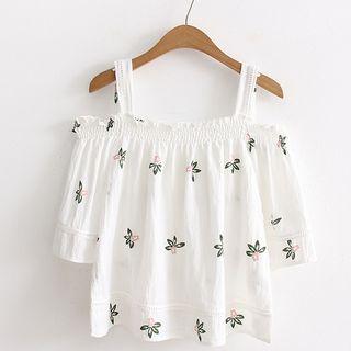 Elbow-sleeve Cold Shoulder Top