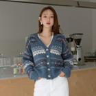 Loose-fit Nordic-patterned Cardigan