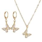 Set: Shell Butterfly Dangle Earring + Pendant Necklace White - One Size
