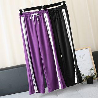 Oversized Elastic Waist Striped Sweatpants