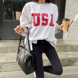 Drop-shoulder Letter Oversize Sweatshirt