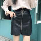 Hoop Faux Leather Mini Skirt