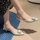 Rhinestone Buckle High-heel Sandals
