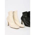 Square-toe Seam-trim Ankle Boots