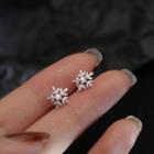 Rhinestone Snowflake Stud Earring 1 Pair - Stud Earring - Snowflake - Silver - One Size