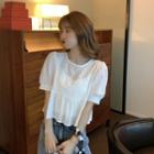 Tie-front Short-sleeve Cropped Blouse