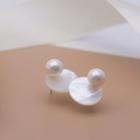 Faux Leather Earring 1 Pair - White - One Size