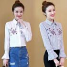 Bell-sleeve Embroidered Shirt