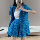Short-sleeve Woven Loose-fit Jacket / Woven Shorts