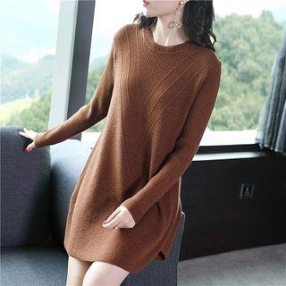 Rib-knit Long-sleeve Mini Sweater Dress